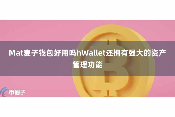 Mat麦子钱包好用吗hWallet还拥有强大的资产管理功能